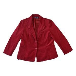 Vintage Red Corduroy Blazer by Hillard & Hanson (Women's Large)